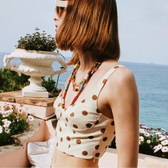 NWT - Zara Polka Dot Crop Top - Picture 2 of 8